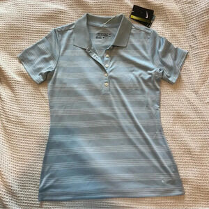 NWT Blue Nike women’s golf shirt striped size small tour performance